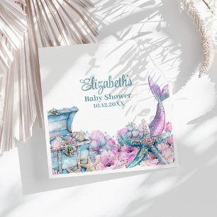 Pastel Floral Mermaid Tail Baby shower Servet