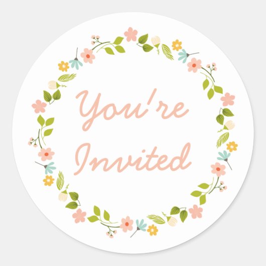 Pastel Floral met een grote kans Ronde Sticker (Voorkant)