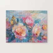Pastel Floral Modern impressionistisch schilderij Legpuzzel (Horizontaal)