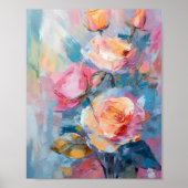Pastel Floral Modern impressionistisch schilderij Poster (Voorkant)