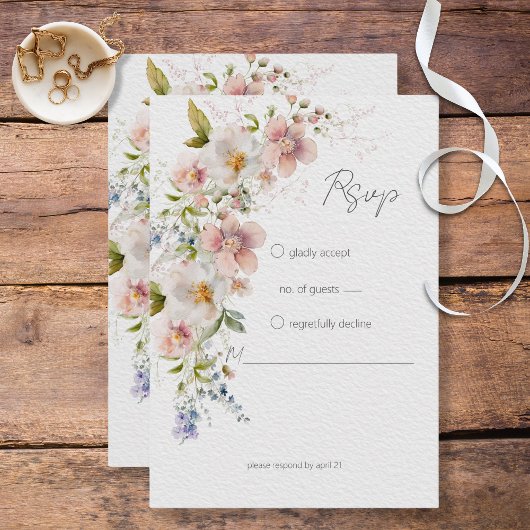 Pastel Floral Modern Wedding RSVP Kaartje