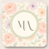 Pastel Floral Monogramme Dessous de verre en plast (Devant)