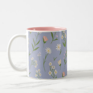 Pastel Floral Mug - Fleurs délicates sur la lavand