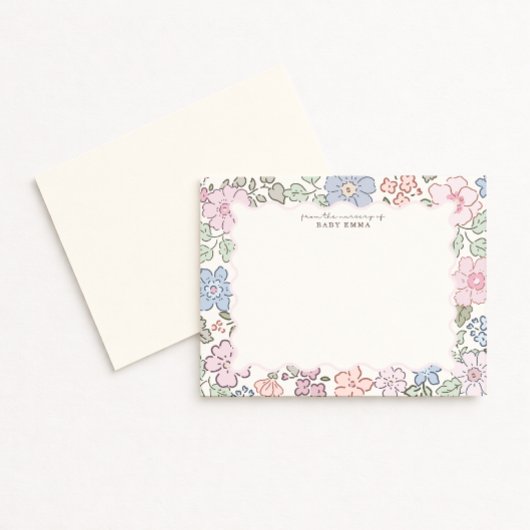 Pastel Floral Nursery Frame Note Card Kaart