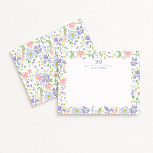 Pastel Floral Nursery Note Card for Baby Girl Kaart