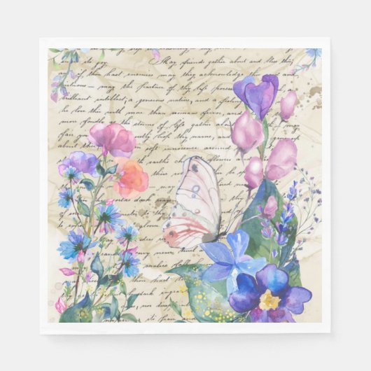 Pastel Floral Paper Napkin Servet (Voorkant)