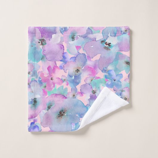 *~* Pastel Floral Pattern Blue Pink FLowers  (Gant de toilette)