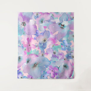 *~* Pastel Floral Pattern Blue Pink FLowers Wandkleed