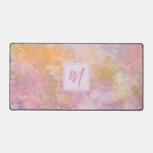 Pastel Floral Pattern Chic Script Monogram