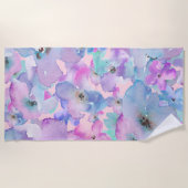 *~* Pastel Floral Pattern Pink Blue FLowers Strandlaken (Voorkant)