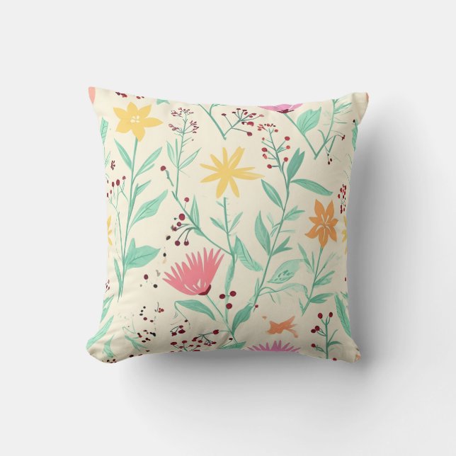 Pastel Floral Pattern Sierkussen (Voorkant)