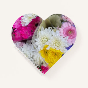Pastel Floral Pink, Geel en Wit Chrysanthemum Notitieboek