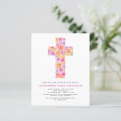 Pastel Floral Pink Rose Cross (Staand voorkant)