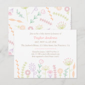 Pastel Floral Printemps Baby Shower Invitations (Devant / Derrière)