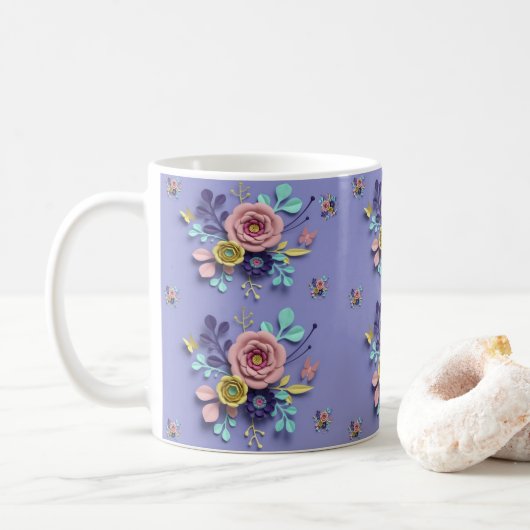 Pastel Floral Purple Mug (Avec donut)