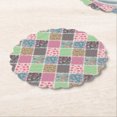 Pastel Floral Quilt Squares Kartonnen Onderzetters (Gekanteld)