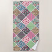 Pastel Floral Quilt Squares Strandlaken (Voorkant)
