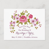 Pastel Floral "Save the Date" Aankondigingskaart (Voorkant)