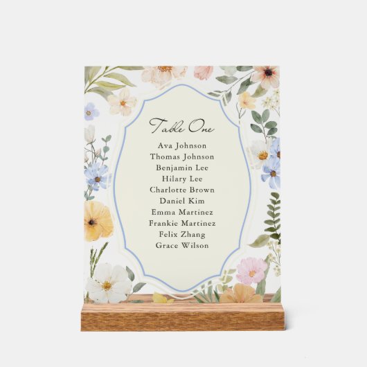 Pastel Floral Table One Sein Chart (Recto)