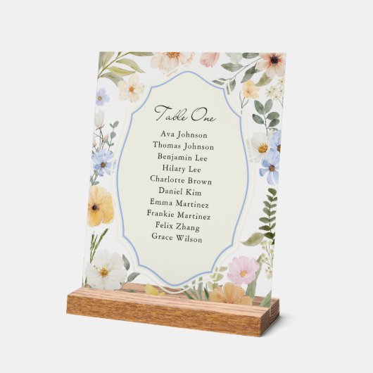 Pastel Floral Table One Sein Chart (Angle)