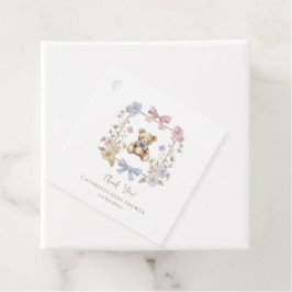 Pastel Floral Teddy Bear Thank You Tags Bedankjes Labels