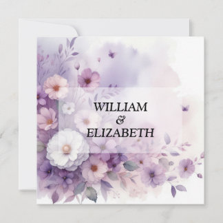 Pastel floral waterverf roze en paarse kleuren kaart