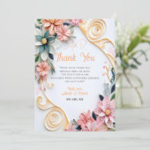 Pastel Floral Wedding Customize Paper Quill Lijst Bedankkaart (Staand voorkant)