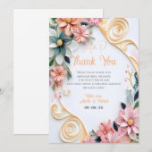 Pastel Floral Wedding Customize Paper Quill Lijst Bedankkaart (Voorkant / Achterkant)