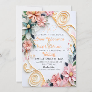 Pastel Floral Wedding Customize Paper Quill Lijst Kaart