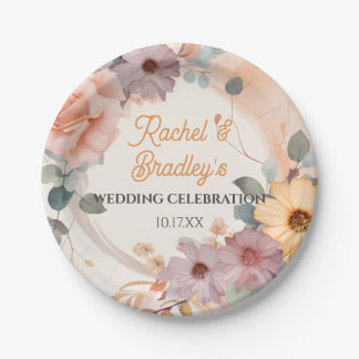 Pastel Floral Wedding Cute Roos Greenery aanpassen Papieren Bordje