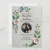 Pastel Floral Wedding Invitation Kaart (Voorkant)