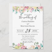 Pastel Floral Wedding Invitation Kaart (Voorkant)