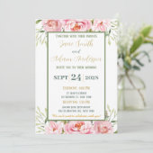 Pastel Floral Wedding Invitation Kaart (Staand voorkant)
