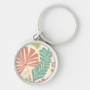 Pastel Floral-wijnstokken en bladeren op de achter Sleutelhanger