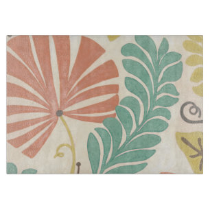 Pastel Floral-wijnstokken en bladeren op de achter Snijplank