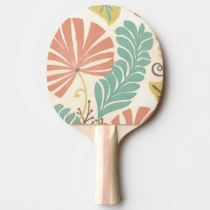 Pastel Floral-wijnstokken en bladeren op de achter Tafeltennisbatje