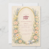 Pastel Floral Wreath Graduation Celebration Kaart (Voorkant)