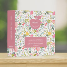 Pastel florale patroon roze homeschool portefeuill