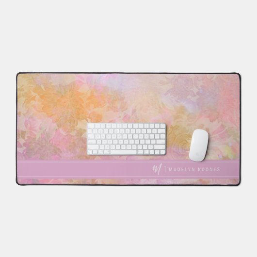 Pastel Florals Chic Script Monogram Bureaumat (Keyboard & Muis)