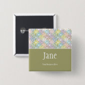Pastel Florals Name Badge Button (Voorkant /achterkant)