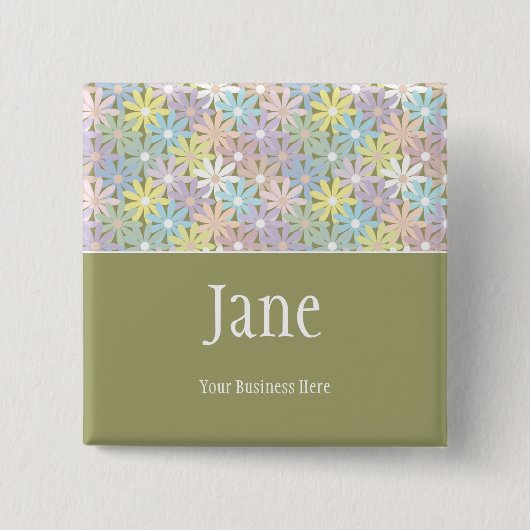 Pastel Florals Name Badge Button (Voorkant)