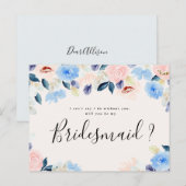 Pastel Florial, jij bent mijn bruidsmeisje kaart (Voorkant / Achterkant)