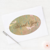 Pastel Flower Birds Dank u ovale Sticker (Envelop)