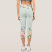 Pastel Flower Borders Capri Leggings (Verso)