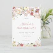 Pastel Flower Girl Floral Anniversaire Invitation (Debout devant)