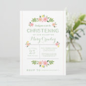 Pastel Flowers Christening Invitation (Debout devant)