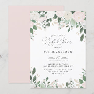 Pastel Flowers Gold Glitter leest Baby shower Kaart