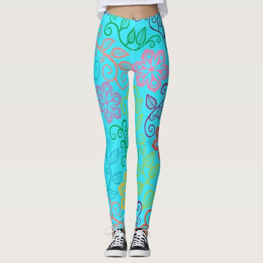 Pastel Flowers Leggings (Voorkant)