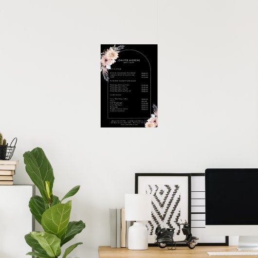 Pastel Flowers Salon Prijslijst Poster (Thuiskantoor)