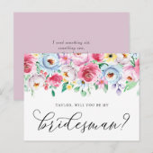 Pastel Flowers Serez-Vous Ma Carte Bridesman (Devant / Derrière)